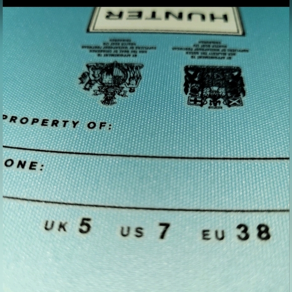 Hunter Original Tall Blue Green Waterproof 7 Boot W/ Matching Metallic Socks - Picture 14 of 16